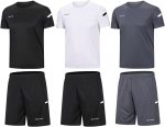 BUYJYA Men's Workout Clothes Athletic Shorts Shirt Set 3 Pack for Basketball Football Exercise Training Running Gym - Image 2